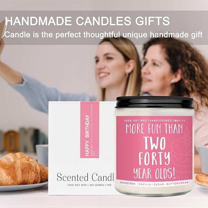 80th Birthday Gifts for Women, Perfect Birthday Present, Funny Presents for Mom, Friends, Wife, Sister, 7oz Vanilla Cream-Scented Candle