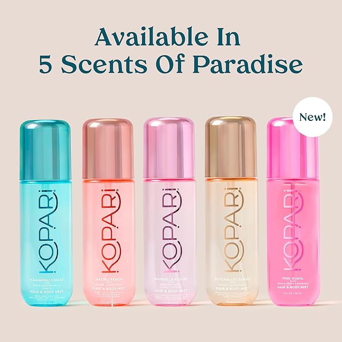 Kopari Pink Guava Hair & Body Mist – Guava, Mango, Mandarin, Coconut, Vanilla & Sandalwood Scent, Long-Lasting Clean Fragrance Spray, Vegan & Cruelty-Free, 4 oz