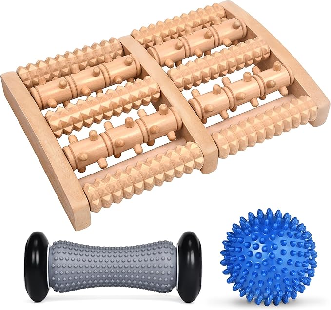 3PCS Foot Roller Plantar Massager for Plantar Fasciitis Relief and Reflexology, Plantar Roller Massager, Plantar Neuropathy Pain Reliever,orRelaxMuscles Wooden Reflexology Massage