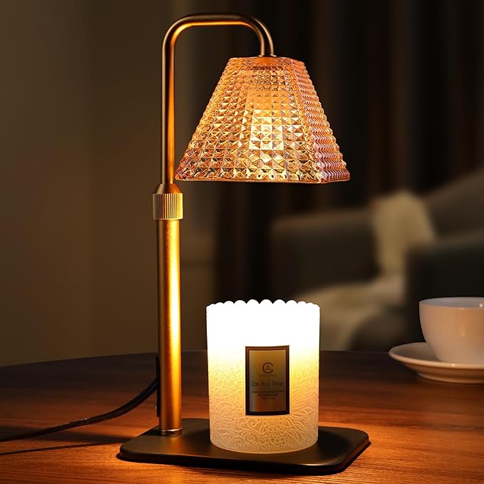 Candle Warmer Lamp with Timer Dimmer - Birthday Gifts for Women Mom House Warming Gift New Home Room Decor, Adjustable Height Wax Melt Warmer Lamp for Scented Jar Candles with 2 Bulbs (Gold)
