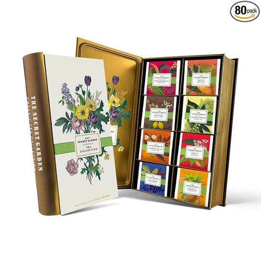 Life Plus Style Gourmet The Secret Garden Organic Tea Gift Set 80 Tea Bags 8 Flavours Green & Black Wellness Sampler Tea Set Collection with Mango & Fruit Infusions Premium Birthday Gift for Women