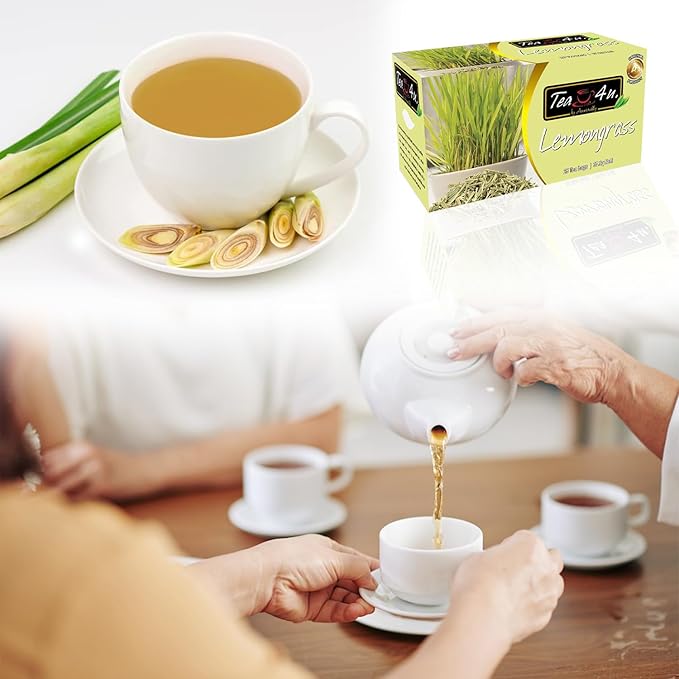 TEA 4U. BY ANVERALLY Lemongrass Herbal Tea Bags - 25 Count (Caffeine Free, Soothing Brew, Authentic & Fresh Flavor)