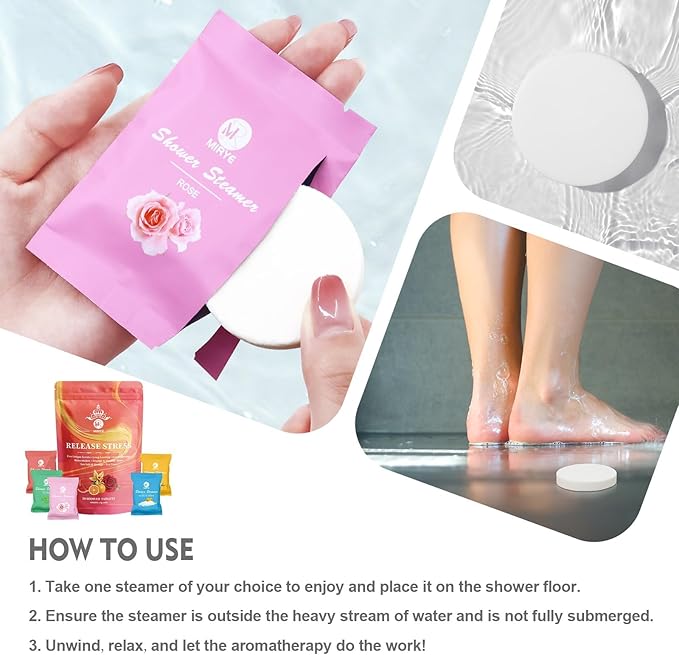 Shower Steamers Aromatherapy - 20 Pack Shower Bombs Aromatherapy Birthday Gifts for Women, Organic Watermelon, Orange & Vanilla, Sea Salt & Orange, Rose, Tea Tree, Gift for Women