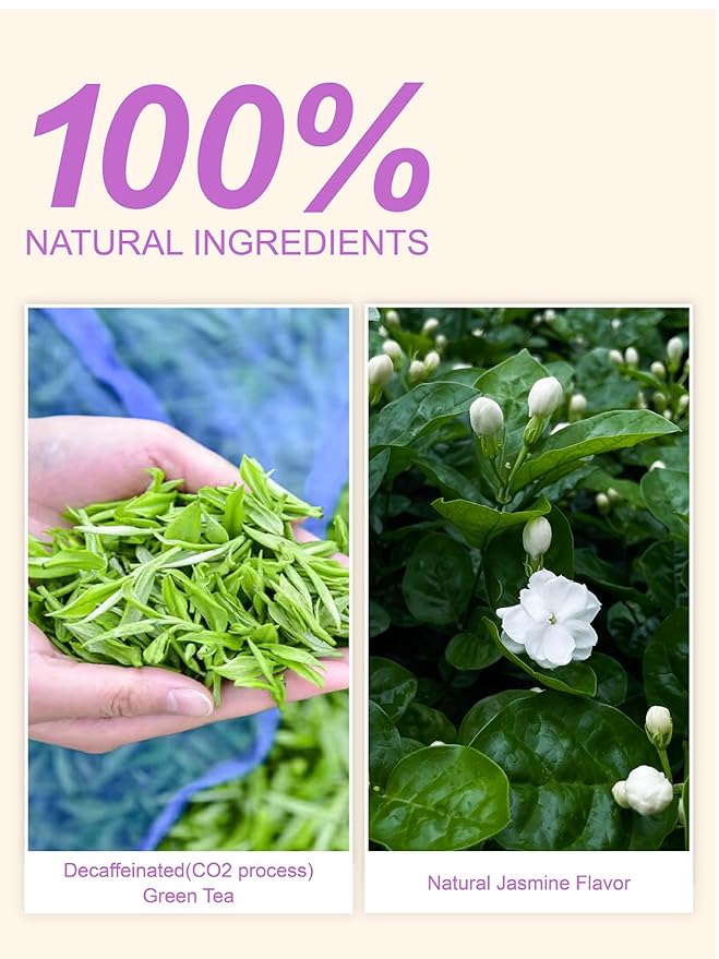 TeeLux Decaf Jasmine Green Tea Bags, Decaffeinated Jasmine Scented Green Tea, Pleasant Aroma & Smooth Taste, 100 Count