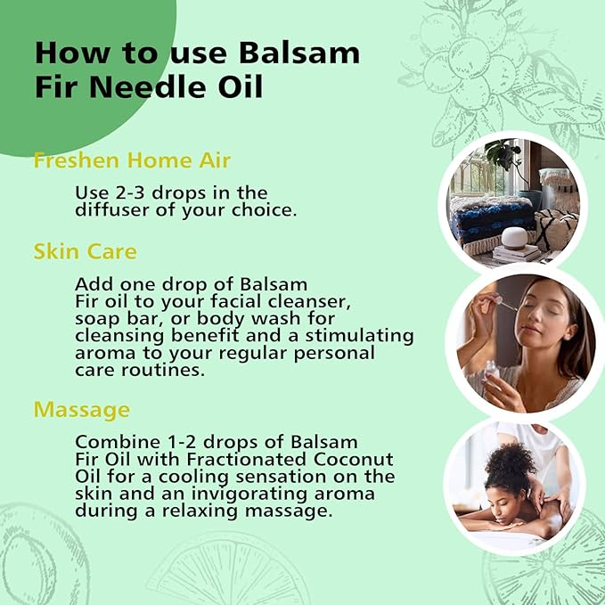 Balsam Fir Essential Oil 10ml, Pure Natural Balsam Fir Oil for Candles Making, DIY Holiday Crafts, Diffuser
