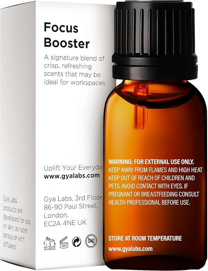 Gya Labs Focus Booster Essential Oil Blend - 100% Pure Natural Focus Essential Oil - Fresh & Minty Scent (0.34 Fl Oz)