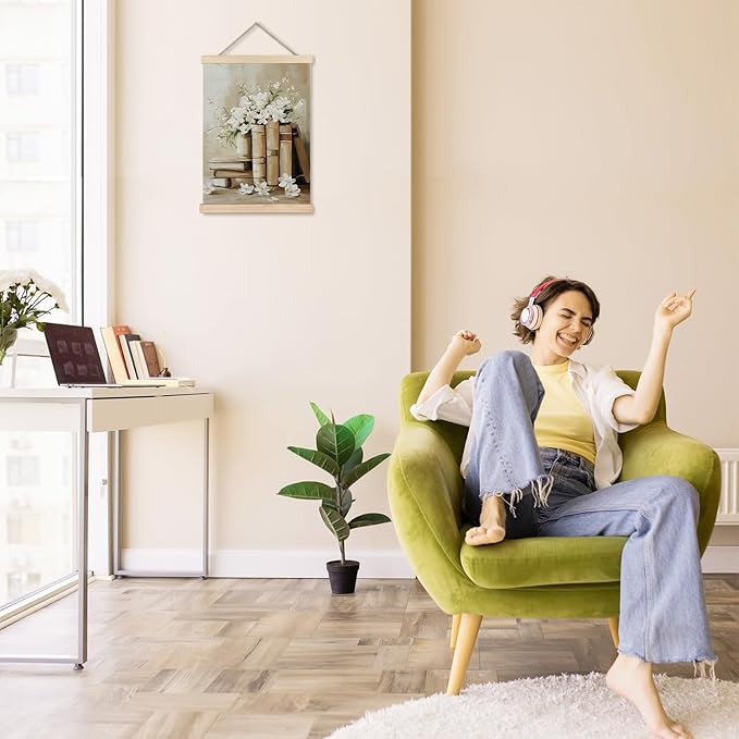 Exqcom Vintage Floral Book Wall Decor, Bookish Light Academia Wall Art Poster, Cottagecore Aesthetic Bookworm Reading Posters for Reading Room Nook Corner Library Classroom, 12x16 Inches