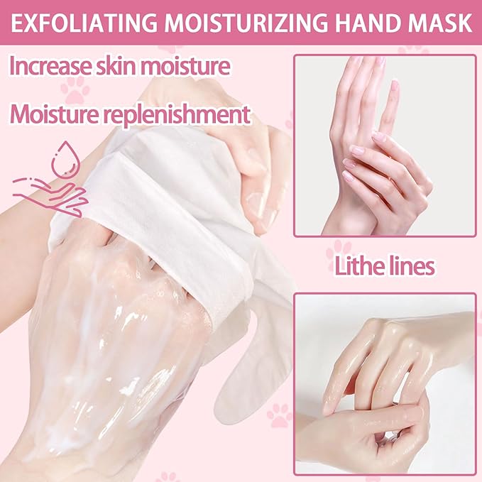 6PCS Hand Masks,Hydrating Hand Masks Moisturizing Gloves Overnight for Dry Cracked Hands,Daily Hand Care Hand Masks Gift Set for Women and Men J