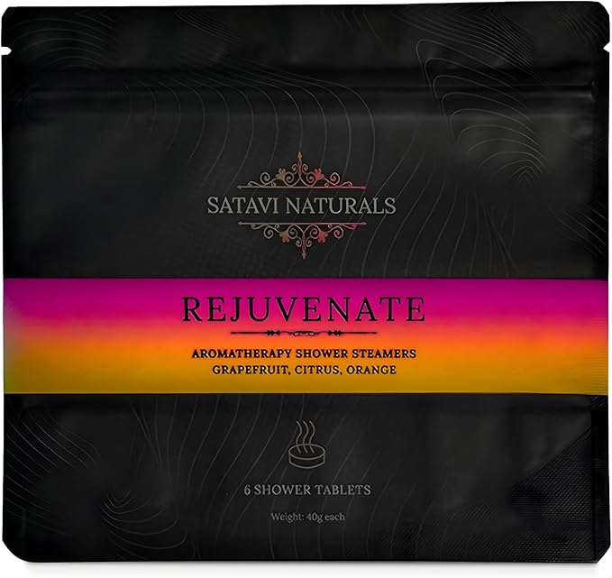 Aromatherapy Shower Steamers (6-Pack) Rejuvenate - Grapefruit, Citrus, Orange Scented Vapor Tabs for Self-Care, Aromatic Shower Bath Bombs, Natural Essential Oils for Women & Men
