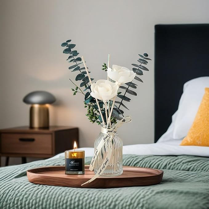 Dried Flowers Reed Diffuser of Home Fragrance,Bathroom Diffuser with Sticks, 3.38OZ Essential Oil Jasmine,Lavender Scented,for Home, Office Aroma