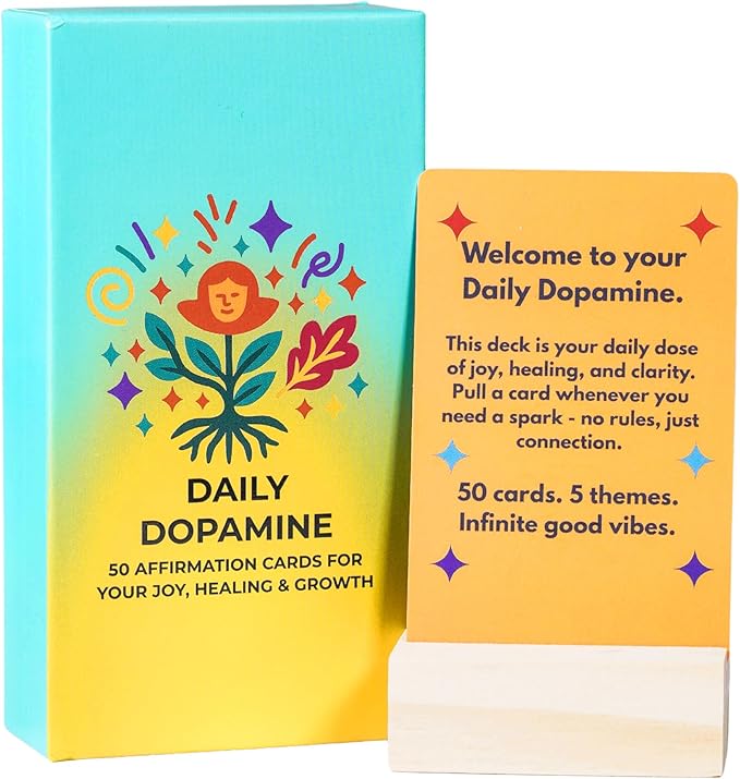 SHIMANY Daily Dopamine Affirmation Cards. 50 Positive Affirmation Cards for Women with Display Stan. Daily Motivational and Mindful Gift for Teens, Girls & Gen Z