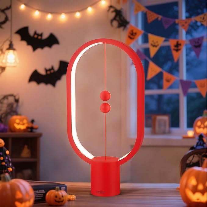 Heng Balance Light, USB Powered LED Table lamp, Creative, Magnetic Switch Night Light, dimmable Eye Protection Table lamp, Used for Gifts, Decoration Bedside, Dormitory and Office(Red)