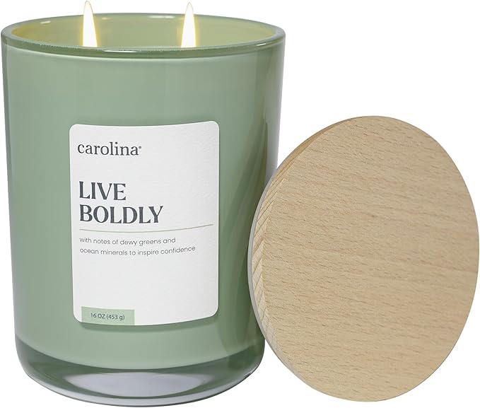 Carolina Live Boldly 16 oz Scented Candle, 2 Wick Wellness Relaxing Candle, 60H Burn Time, Ideal for Creating a Welcoming Home - Made in The USA