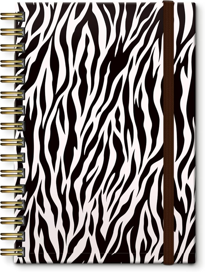 Cute Spiral Notebook, Journal for Women, Hardcover Spiral Journal, 5.5 x 8.3 Inches, 120 Pages,100gsm Paper, for Gifts Nurse Teacher Women Office Supplies(Zebra Pattern)