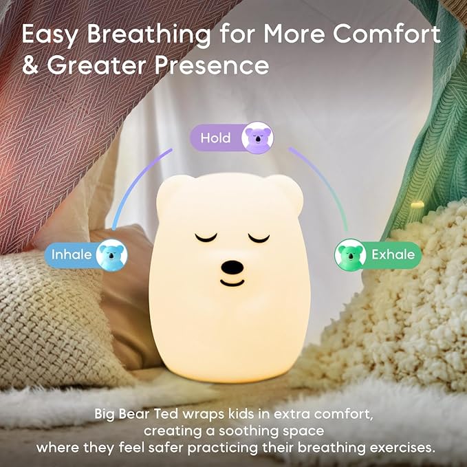 Breathing Pal Plus 'Ted' - Mindfulness Breathing Light, Guided Visual Meditation Breathing Light, Anxiety Relief Items for Calm Down Corner/Meditation/Sleep Aid for Adult&Kid