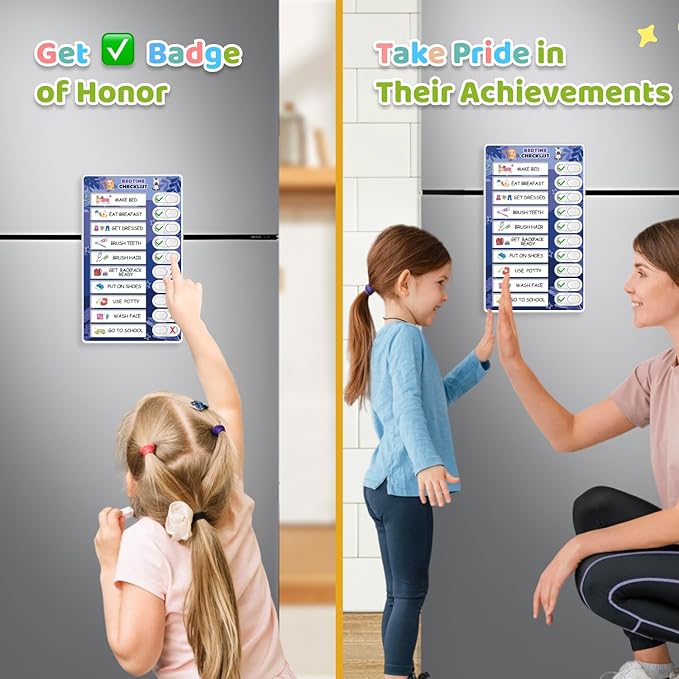 3 in 1 Bedtime/Morning/Weekly Zoo Routine Chart for Kids, Magnetic Chore Chart for Toddlers, Visual Schedule for Kids Toddlers Schedule Board for Home