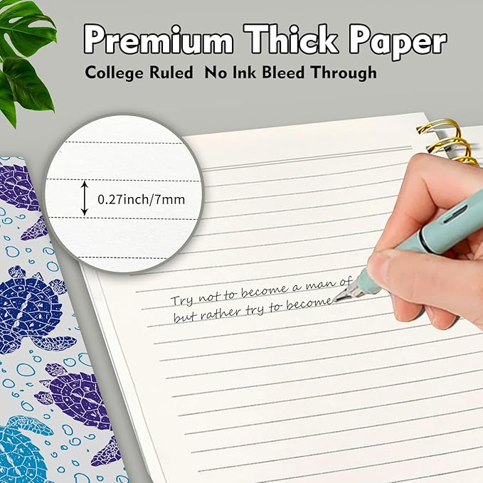 Cute Spiral Notebook, Journal for Women, Hardcover Spiral Journal, 5.5 x 8.3 Inches, 120 Pages,100gsm Paper, for Gifts Nurse Teacher Women Office Supplies(Cute turtle)