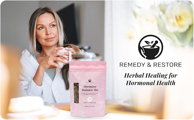 Remedy & Restore Herbal Tea for Hormone Balance - Natural Menstrual Cycle Support, Spearmint Flavor, Loose Leaves, 1 Count