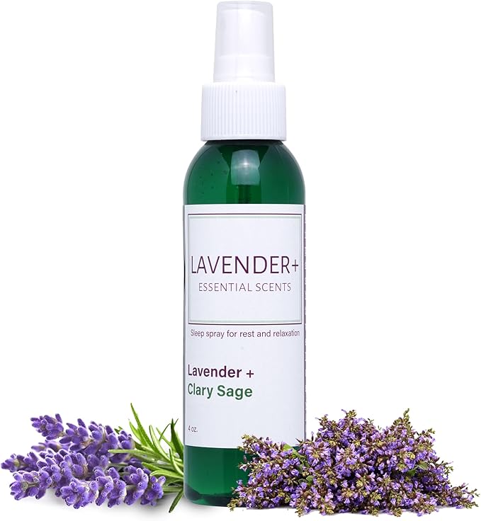 Lavender Sleep Spray for Pillows, Linens & Pajamas – Natural Calming Lavender & Clary Sage Aromatherapy Mist with Amethyst & Reiki Energy. Deep Sleep + Bedtime Relaxation for Adults & Kids. 4 oz (1)