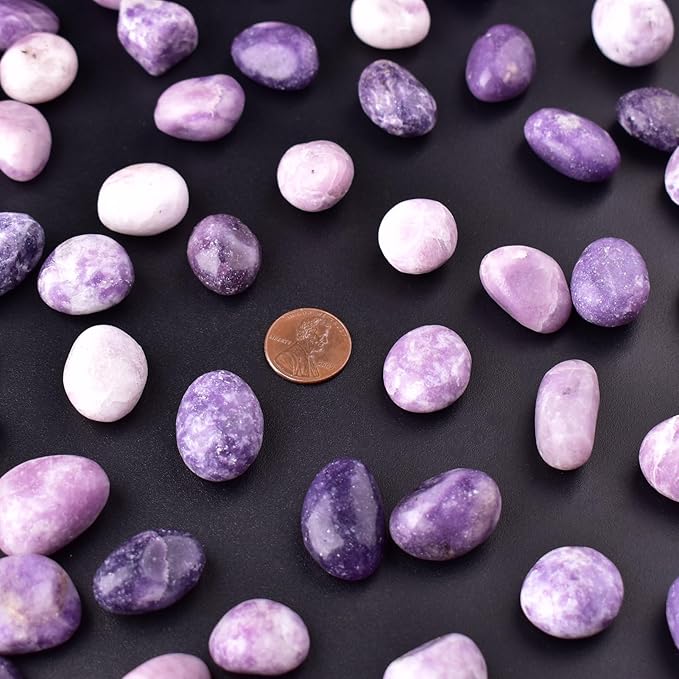 Lepidolite Healing Crystal Stone Set - 24 Pieces, 0.6" Natural & Polished Stones for Healing, Meditation, Reiki, Chakra, Crafting & Decoration