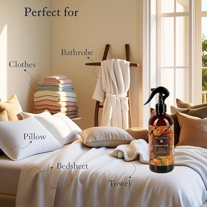 Abbey & Sullivan Odor Eliminating and Refreshing Linen and Room Spray, Amber Oak, 16 oz.