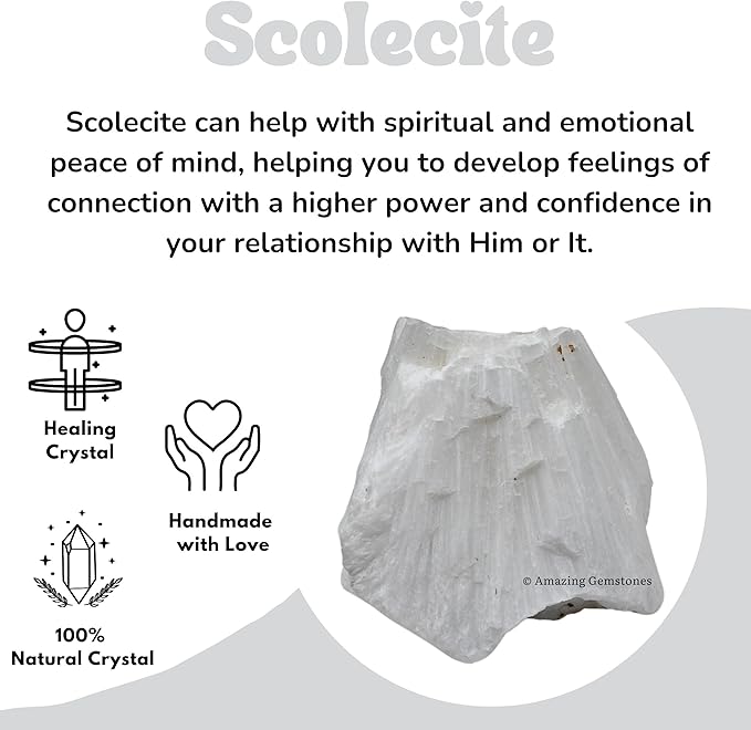 Amazing Gemstone 2 Pieces Scolecite Raw Crystals and Healing Stones, Natural Rocks for Tumbling and DIY Raw Stones and Crystals