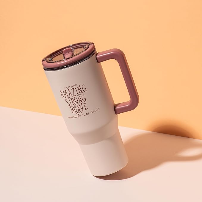 DIVERSEBEE 30 oz Insulated Stainless Steel Tumbler with Lid, Inspirational Birthday Thank You Gifts for Women, Mom, Wife, Girlfriend, Teacher, Her, Nurses, Best Friend, Travel Mug (Blush)