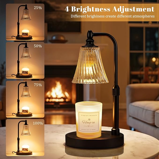 Black Candle Warmer Lamp with Timer Dimmable,Birthday Gifts for Women,Adjustable Height Wax Melt Warmer for Jar Candles,House Warming Gifts New Home,Ideal for Office,Bedroom Home Decor