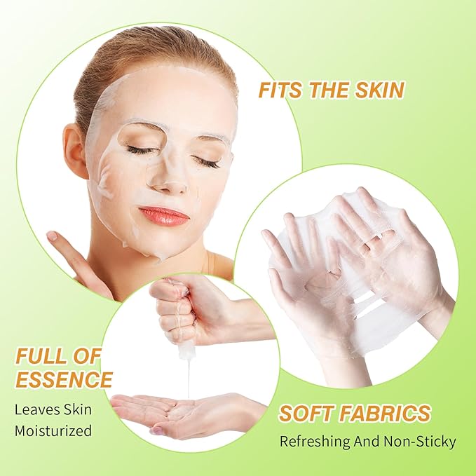 20 Sheets Face Masks Skincare for All Skin Types, Hydrating Face Masks Suitable for Sensitive Skin, Moisturizing Sheet Masks with Natural Ingredients, Bulk Facial Mask for Women