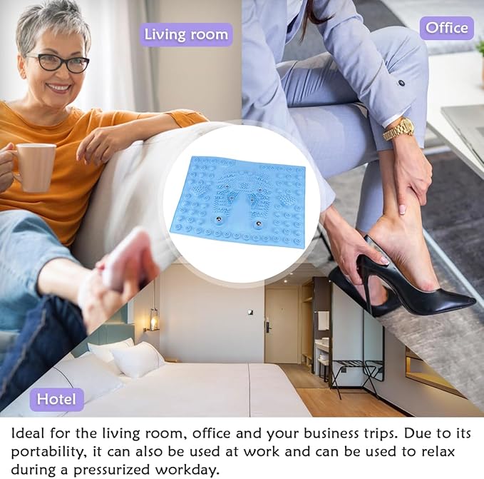 Feet Massage Pad Massager Tool Foot Acupressure Mat Pressure Relief Pad Foot Acupressure Cushion Shiatsu Reflexology Massager (Blue)