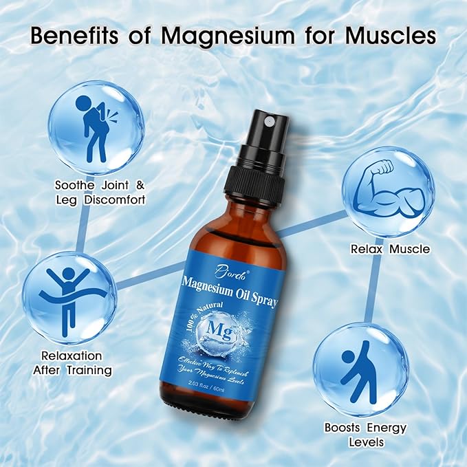 2 Pack Pure Magnesium Oil Spray, 100% Natural Ingredients for Caring Body, Topical Magnesium Spray for Feet & Sleep, Portable Bottle Design, Easy to Absorb and Use