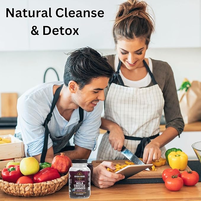 Bucklebury Sugar-Free Milk Thistle Gummies 1000mg with Natural Blueberry Flavor - Vegan, Gluten-Free, Non-GMO Natural Milk Thistle Supplement for Liver Health, Immunity & Antioxidant Support -60 Count