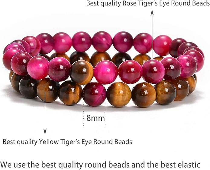 AD Beads 2Pcs His & Hers Distance Beads Bracelets Elastic Natural Stone Yoga Bracelet