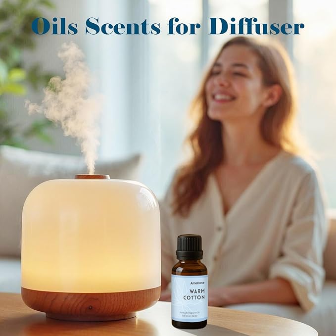 AmaKane Warm Cotton Fragrance Oil 30ml, Clean Essential Oil for Diffuser, Premium Scented Oil for Home, Long-Lasting Laundry Aromatherapy Oil for Candle, Soap & DIY Making