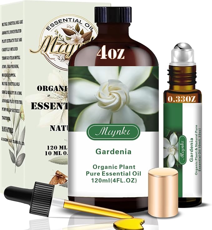 Gardenia Fragrance Oil-Gardenia Essential Oil 4.33oz (130ml)-100% Pure Natural Scent for Diffusers, Candles, Soap Making & Aromatherapy-Relaxing Home & Gift Essential Oil for Bath, Massage