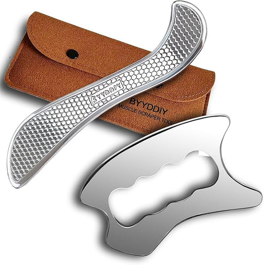 BYYDDIY Stainless Steel Muscle Scraper Tools Set & GuaSha Scraping Massage Tools,Derma Edge Massage Tool & Massage Scraper Tool (S2X)