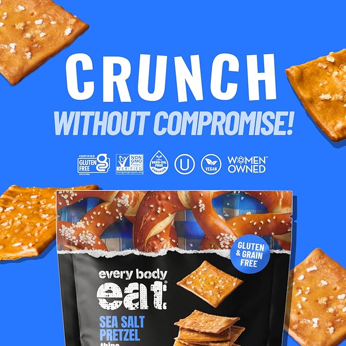 Every Body Eat Snack Pretzel Thins, Allergen Friendly, Vegan, Gluten Free and Dairy Free (6 Count, Pretzel)