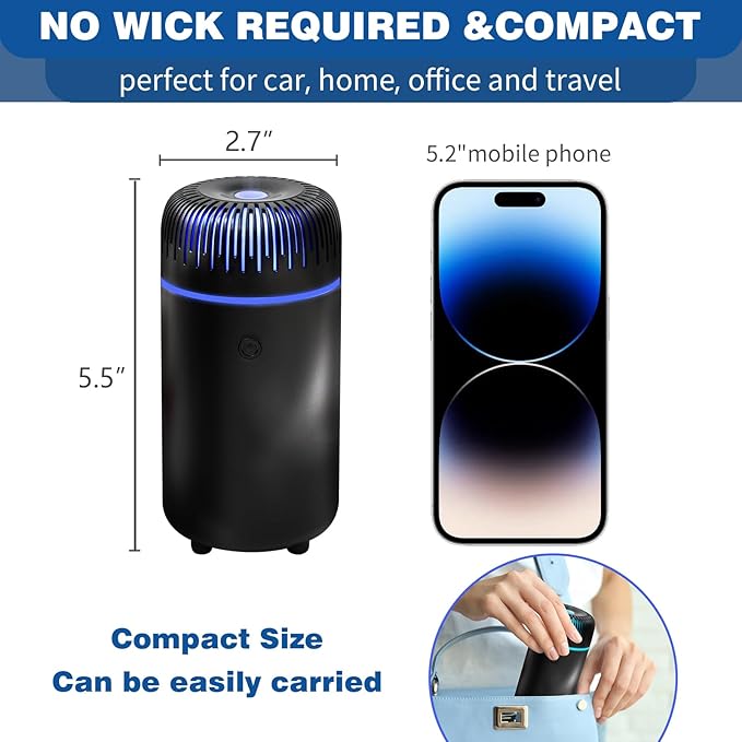 Generic Car Humidifier Aromatherapy Essential Oil Diffuser USB Mist Mini Portable for Car Home Office Bedroom, 100ML, Black