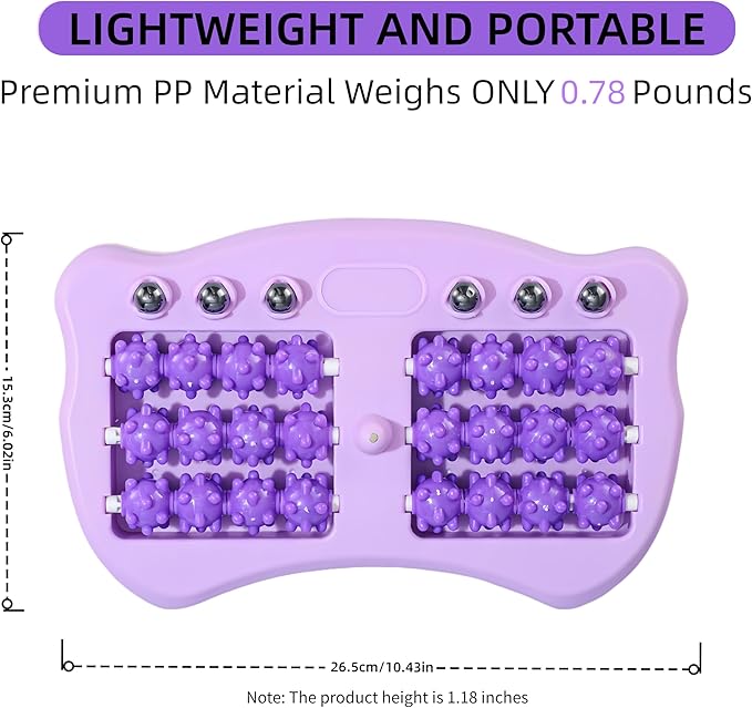 Foot Massage Roller, Portable Reflexology Massager for Relieve Pain from Plantar Fasciitis and Improved Circulation,Three Massage Techniques for Relax Muscles suitable for Home Office Use (purple)