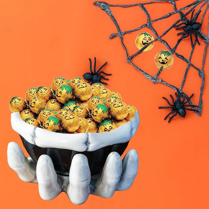 Halloween Double Chocolate Bumpkin Balls, Milk Chocolate Trick-Or-Treat Party Bag Fillers, Individually Wrapped in Multi-color Eye Design Foils, Kosher Certified (1 Pound)