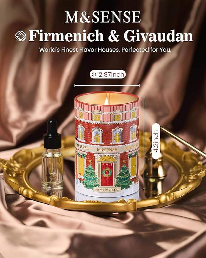 M&SENSE Gingerbread Coffee Christmas Candles, Aromatherapy Candle for Stress Relief Meditation Relaxing, Housewarming Gifts for Women Men, 11.3oz 70 Hour Long Burning