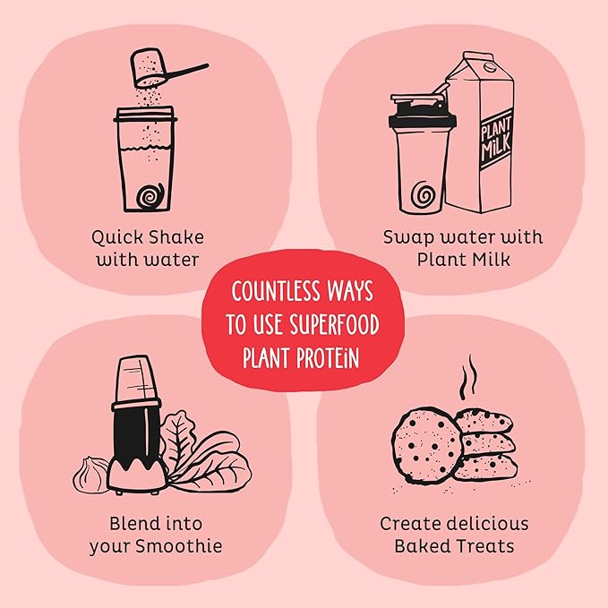 KOS Vegan Protein Powder, Strawberries & Cream USDA Organic - Low Carb Pea Protein Blend, Plant Based Superfood with Vitamins & Minerals, Gluten Free - Meal Replacement for Women & Men - 28 Servings