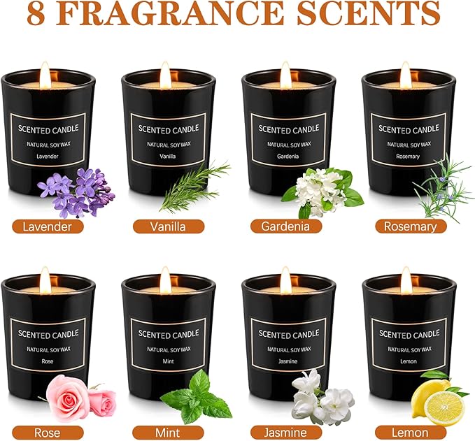 8 Pack Candles for Home Scented Aromatherapy Candles Gifts Set for Women Soy Wax Long Lasting Jar Candles for Birthday Mother's Day Gifts, 3.5oz