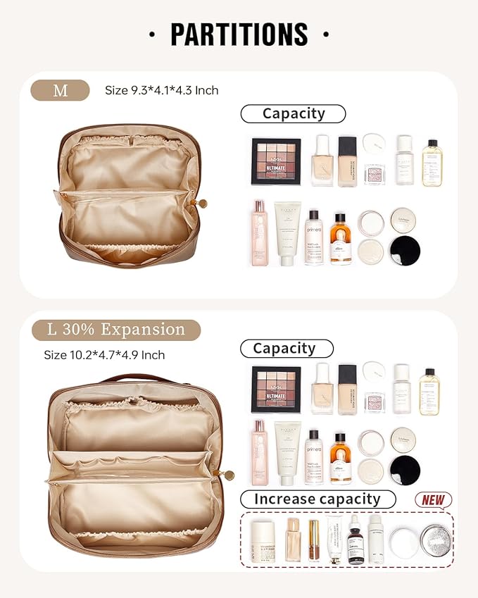 EACHY Travel Makeup Bag,Large Capacity Cosmetic Bags for Women,Waterproof Portable Pouch Open Flat Toiletry Bag Pattern Makeup Bag