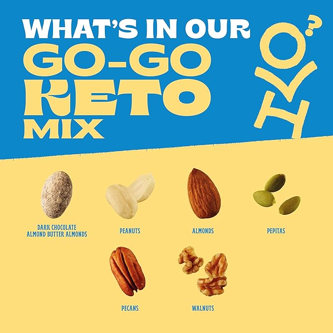 Orchard Valley Harvest Go-Go Keto Mix, 14 Pack (1.85 oz), Dark Chocolate Almonds, Peanuts, Walnuts, And Pecans, Low Carb, Gluten Free, Non-GMO