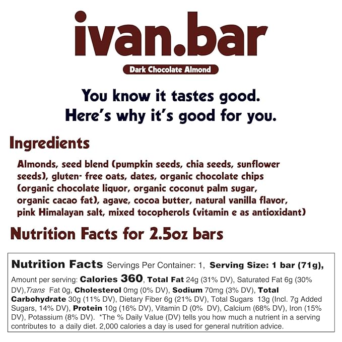 Protein Packed Energy Snack Bar | Provides Healthy Energy | Vegan, All Natural Ingredients | Soy, Dairy & Gluten Free (2.5 Ounce (Pack of 12 Bars), Chocolate)