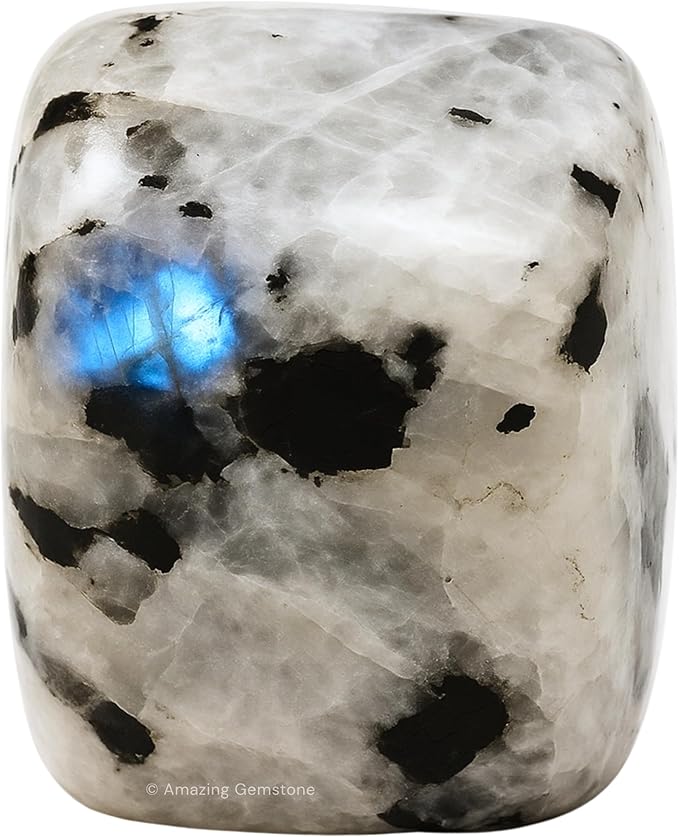 Amazing Gemstone Rainbow Moonstone Crystals and Healing Stones Tumbled - 1000+ Carats Rainbow Moonstone Stone, Healing Stones for Energy Balance, Stress Relief - Premium Polished Gems Rocks