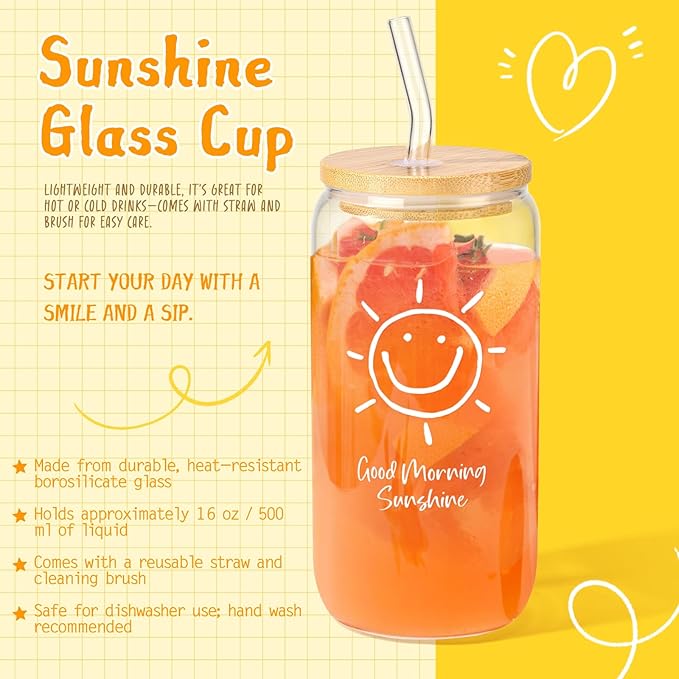 Gift Baskets for Women, 9pcs Unique Happy Birthday Gifts for Women, Best Inspirational Get Well Christmas Sunshine Sunflower Ideas Box for Her Sister Friend Friendship Mom - BRIGHTEN UP HER DAY!