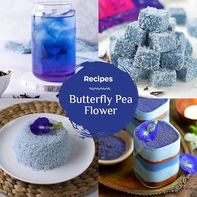 BLUE TEA - Butterfly Pea Flower Tea - 0.35 Oz - Pack of 2 (80+ Cups) Loose | Antioxidant Rich | Herbal Tea - Flower Based - Non-Bitter - Caffeine Free - Chemical Free | Zipper Packaging