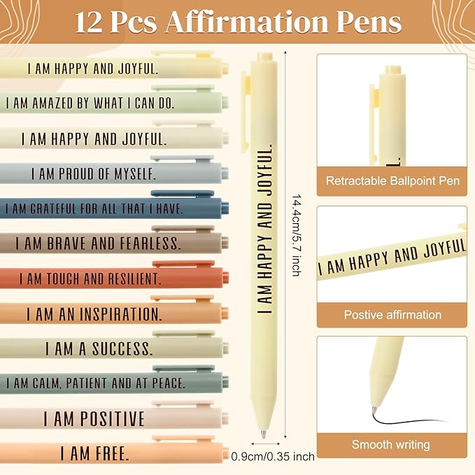 Kosiz 24 Pcs/12 Set Positive Affirmation Gifts Gratitude Spiral Notebooks with Pens Motivational Encouragement Notepads Daily Affirmations Journal for Women (Boho)